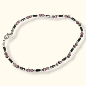 (2/$20) Beaded Hematite & Glass Anklet